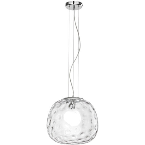 Sospensione Contemporanea Ufo Metallo Cromo Vetro Trasparente 1 Luce E27 D40
