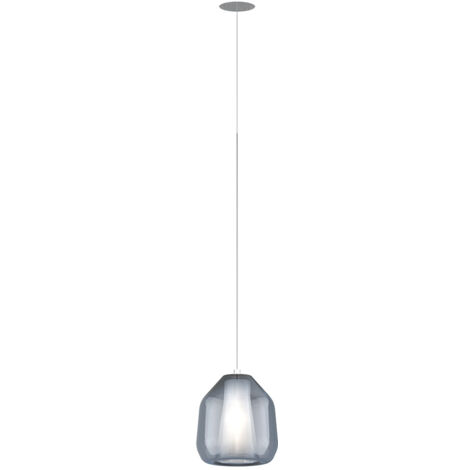 Sospensione Contemporaneo Double Skin Metallo Cromo Vetro Blu 1 Luce E27