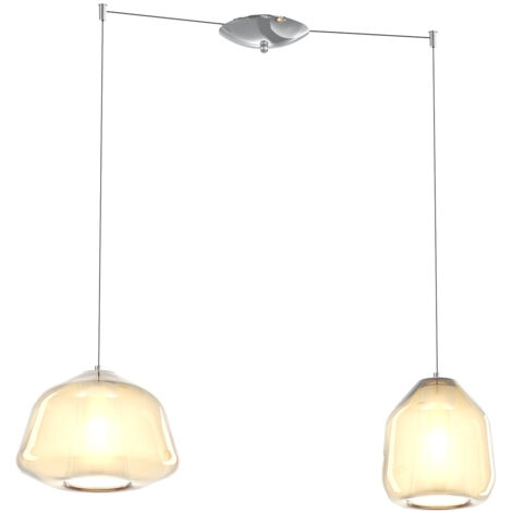 SOSPENSIONE CROMO 2 LUCI SPOSTABILE VETRI ALPHA + BETA AMBRA 1176CR-S2 S AB-AM