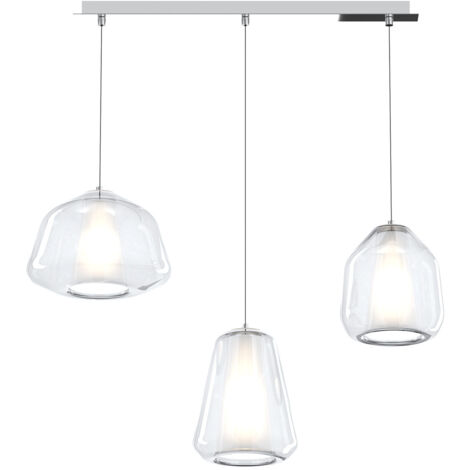 SOSPENSIONE CROMO 3 LUCI RETTANGOLARE VETRI ALPHA + BETA + GAMMA TRASPARENTI 1176CR-S3 R ABG-TR