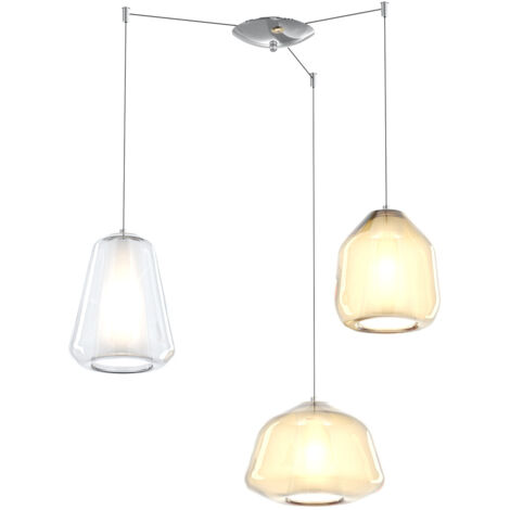 SOSPENSIONE CROMO 3 LUCI SPOSTABILE VETRI ALPHA AM + BETA AM + GAMMA TR 1176CR-S3 S ABG-TA