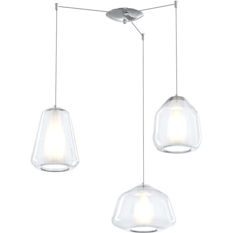 SOSPENSIONE CROMO 3 LUCI SPOSTABILE VETRI ALPHA + BETA + GAMMA TRASPARENTI 1176CR-S3 S ABG-TR