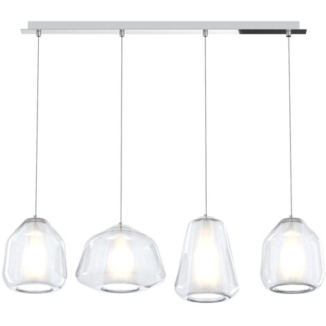 SOSPENSIONE CROMO 4 LUCI RETTANGOLARE VETRI ALPHA + 2X BETA + GAMMA TRASPARENTI 1176CR-S4 R ABG-TR
