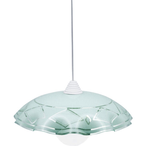 Sospensione D50 1xE27 Montatura Bianca Vetro Lastra Bianco E-Energy Brigida