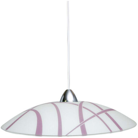 Sospensione D50 1xE27 Montatura Bianco-Cromo Vetro Lastra Bianco-Viola E-Energy Dario
