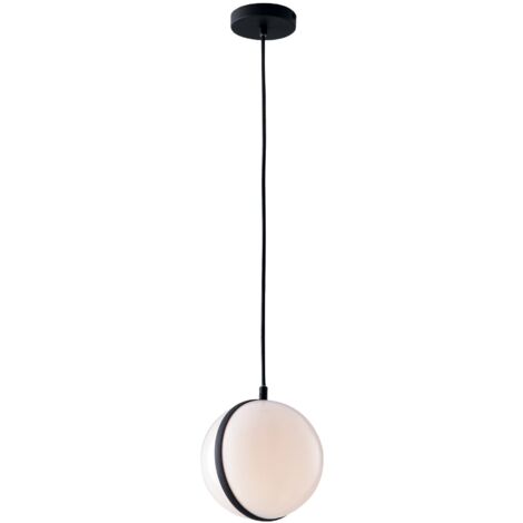 "Sospensione da esterno ORBIT nera con diffusore bianco"
