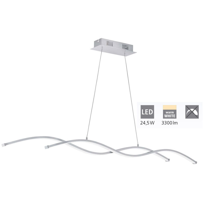 Image of Lampada a sospensione Lasana 2 in cromo e bianco 2x14W l: 120 h: 120cm
