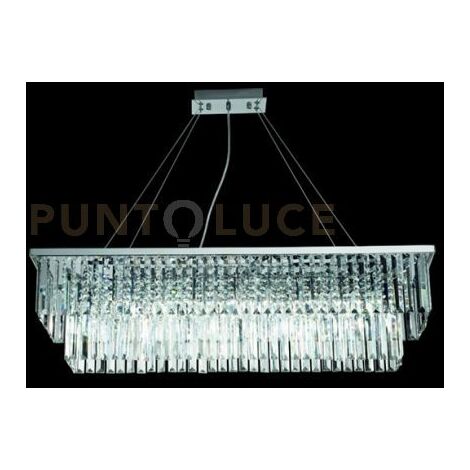 SOSPENSIONE DAIQUIRI GRANDE 8 LUCI ATTACCO E14 L.100CM CROMO E CRISTALLO