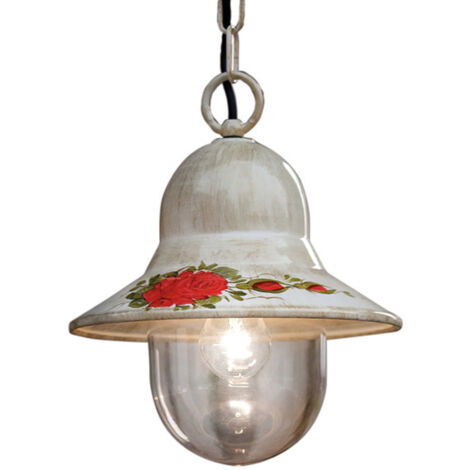 Sospensione Esterno Classica Imperia Metallo Ceramica Bianco Sfumato 1 Luce E27