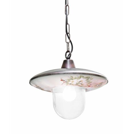 Sospensione Esterno Classica Latina Metallo Ceramica Nero Sfumato 1 Luce E27