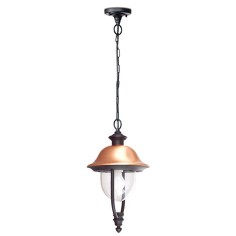 Sospensione Esterno Classica Tatum Alluminio Nero Rame 1 Luce E27 Ip44