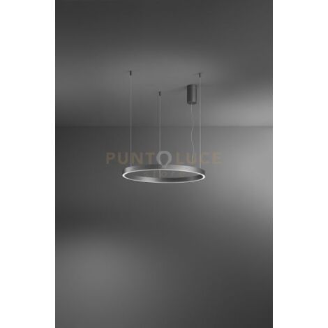 Sospensione Etere in metallo e alluminio grigio a LED 72W 5040Lm 3000K diffusori in silicone dimmerabile d.81cm
