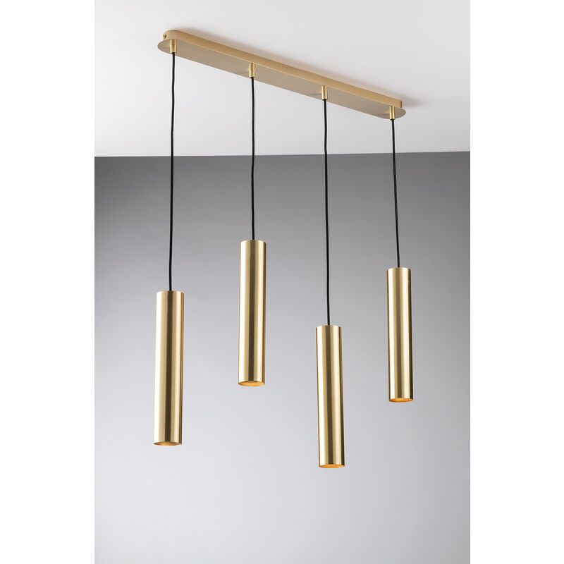 Image of Luce Ambiente E Design - Sospensione fluke a quattro luci in metallo oro - Oro