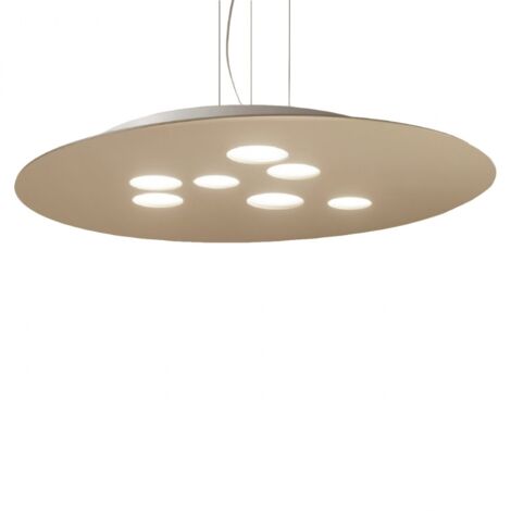 Sospensione gea luce luna s gx53 led 72x60 biemissione alluminio metacrilato lampadario moderno interno, finitura metallo tortora