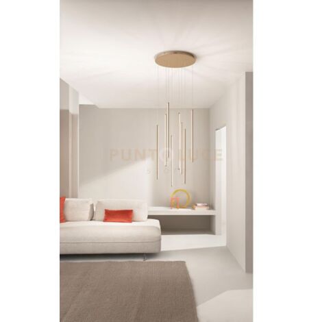 SOSPENSIONE GENIUS MULTIPLA 8 LUCI ORO TONDA D.48CM 3000K 3600LM 84W DIMMERABILE