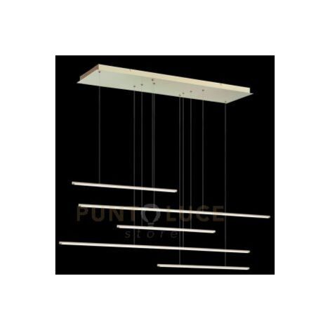SOSPENSIONE GENIUS ORIZZONTALE 5 LUCI ORO LED 3000K 3050LM 72W DIMMERABILE RETTANGOLARE
