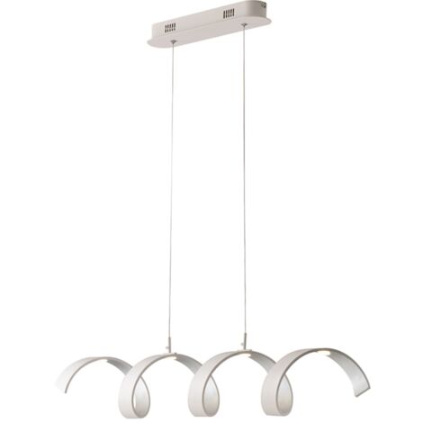 "Sospensione HELIX in alluminio bianco e argento 20W luce calda 80 cm."