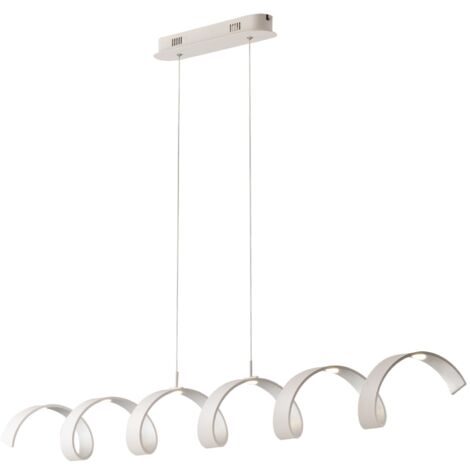 "Sospensione HELIX in alluminio bianco e argento 30W luce naturale 120 cm."