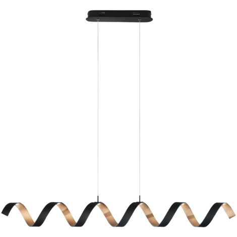 "Sospensione HELIX in alluminio nero e oro 30W luce calda 120 cm."