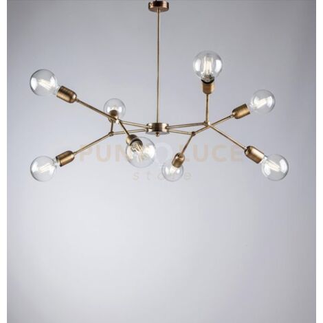 Sospensione HEX, in ferro bronzato spazzolato 8 luci industrial