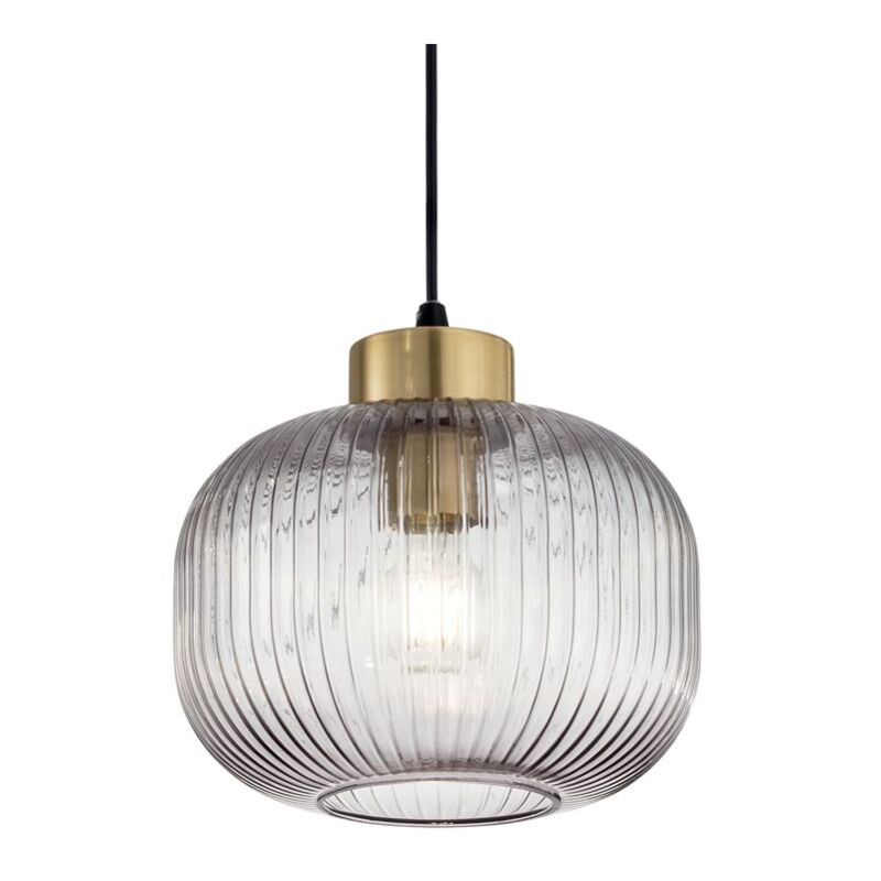Sospensione Vintage-Decò Mint-2 Metallo Fumè 1 Luce E27