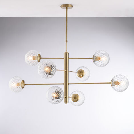 Sospensione in ferro bronzato spazzolato 8 luci H.82 - MAX 108 - Ø103