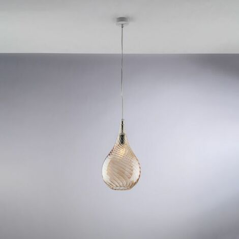 Lampadario per cucina moderna vetri ambra 4 luci a sospensione -  1155-S4RP-AM