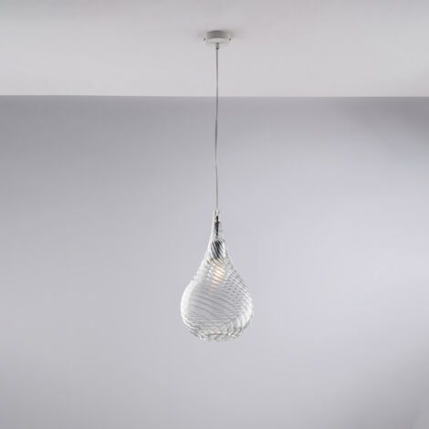 Sospensione in ferro con vetro trasparente pyrex 1 luce H.42 - MAX 142 - Ø20