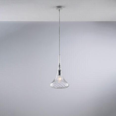 Sospensione in ferro con vetro trasparente pyrex 1 luce H.42 - MAX 142 - Ø20
