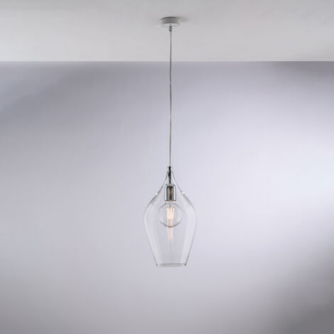 Sospensione in ferro con vetro trasparente pyrex 1 luce H.42 - MAX 142 - Ø20