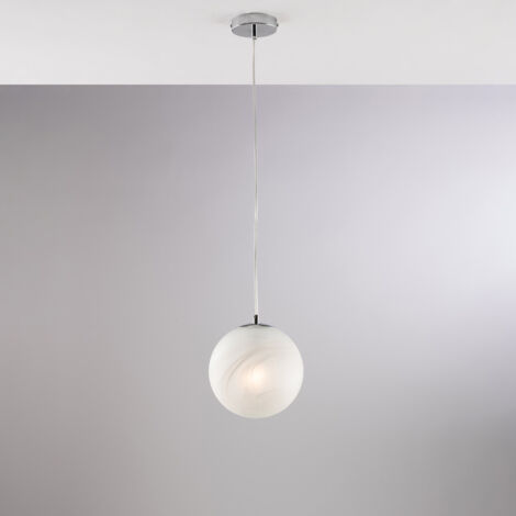 Sospensione in ferro cromato 1 luce con sfera dm.20 H.30 - MAX 130 - Ø20