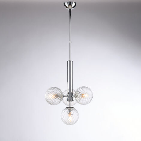 Sospensione in ferro cromo lucido 4 luci H.87 - MAX 110 - Ø32