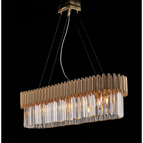 Sospensione in ferro dorato con strass 8 luci H.51 - MAX 151 - L.93 X 50