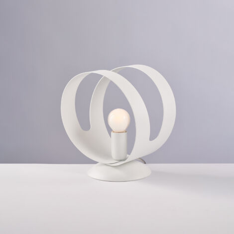 Sospensione in ferro laccato bianco con fascia tagliata a laser e cavo regolabile 1 luce H.30 - MAX 130 - Ø20