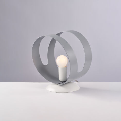 Sospensione in ferro laccato bianco con fascia tagliata a laser grigio e cavo regolabile 1 luce H.30 - MAX 130 - Ø20