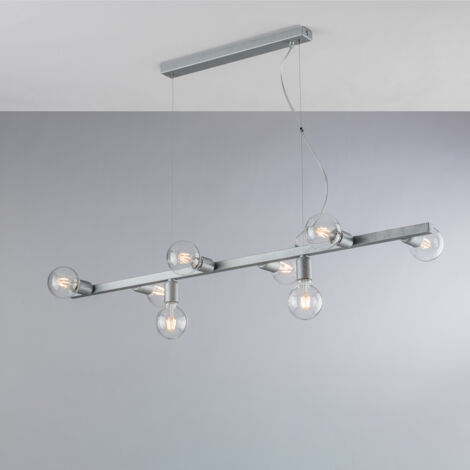 Sospensione in ferro laccato bianco e argento 8 luci H.18 - MAX 148 - L.121 X 16