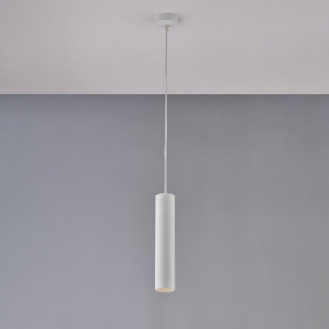 Sospensione in ferro laccato bianco GU10 con cavo elettrico regolabile 1 luce H.30 - MAX 100 - Ø8