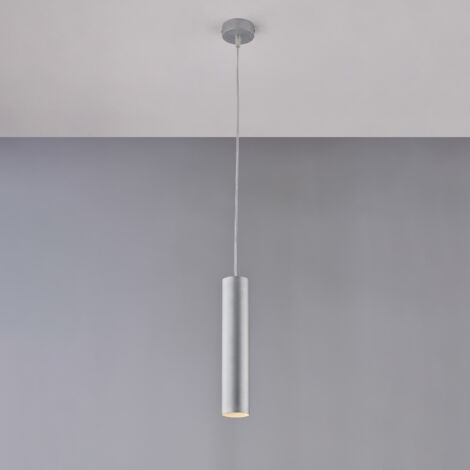 Sospensione in ferro laccato bianco GU10 con decorazione argento antico con cavo elettrico regolabile 1 luce H.30 - MAX 100 - Ø8