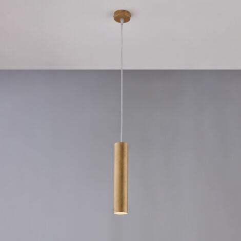 Sospensione in ferro laccato bianco GU10 con decorazione oro antico con cavo elettrico regolabile 1 luce H.30 - MAX 100 - Ø8