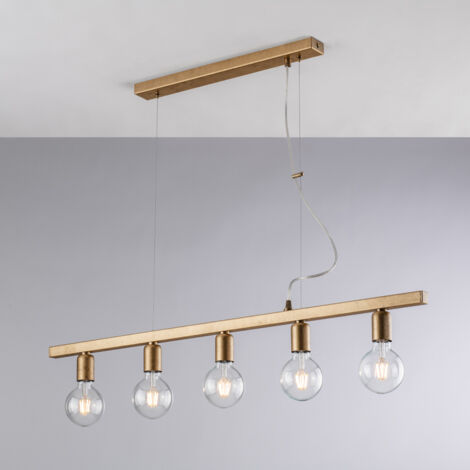 Sospensione in ferro laccato nero e oro 5 luci H.18 - MAX 148 - L.101 X 5