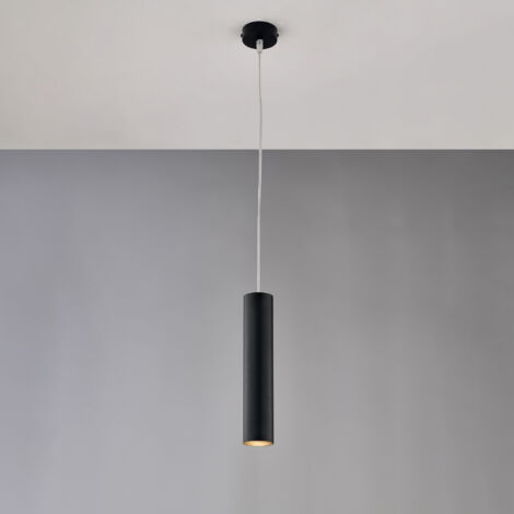 Sospensione in ferro laccato nero GU10 con cavo elettrico regolabile 1 luce H.30 - MAX 100 - Ø8