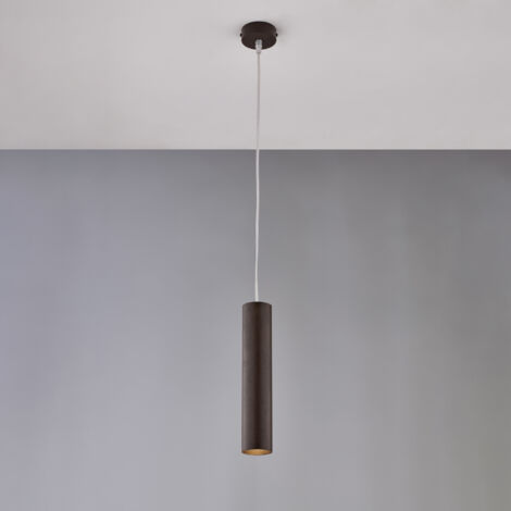 Sospensione in ferro laccato nero GU10 con decorazione effetto ruggine con cavo elettrico regolabile 1 luce H.30 - MAX 100 - Ø8