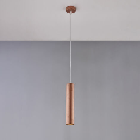 Sospensione in ferro laccato nero GU10 con decorazione rame antico con cavo elettrico regolabile 1 luce H.30 - MAX 100 - Ø8