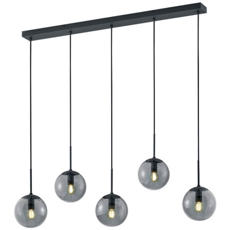Sospensione in Linea 5 Sfere Vetro Fumé Balini Antracite Trio Lighting