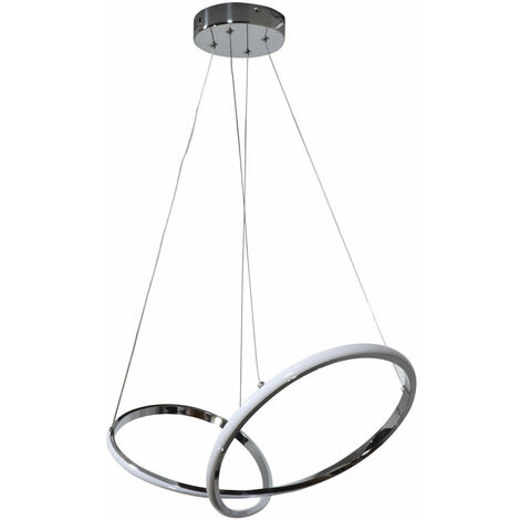 Sospensione in metallo e alluminio cromo lucido con led integrato Cromo Infinity