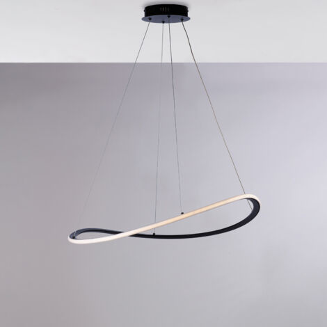 Sospensione in metallo e alluminio laccato nero con led integrato CCT + telecomando e cavi elettrici regolabili H.17 - MAX 130 - Ø 70