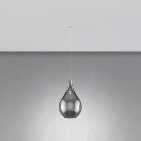 Sospensione Incasso Contemporaneo Drop 2.0 Metallo Cromo Vetro Fumè 1 Luce E27