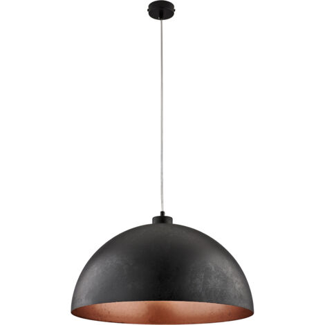 Sospensione Industrial 1 Luce Marcus In Ferro Laccato Nero E Rame Diam 50