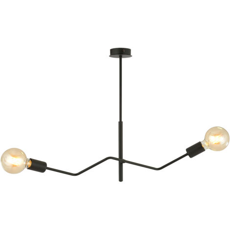 Sospensione Industrial 2 Luci Febe In Acciaio Nero E Bracci Regolabili