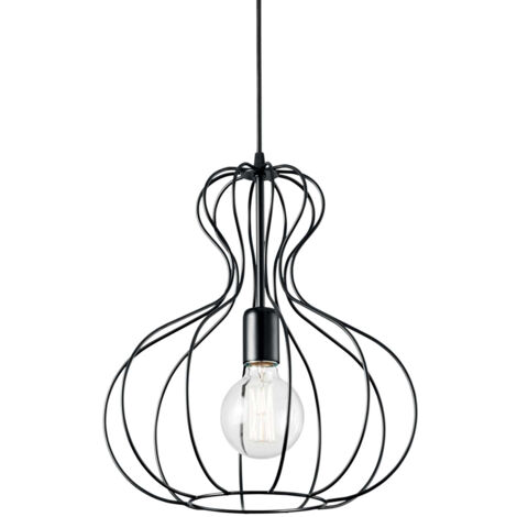 Sospensione Industrial-Minimal Ampolla-1 Metallo Nero 1 Luce E27